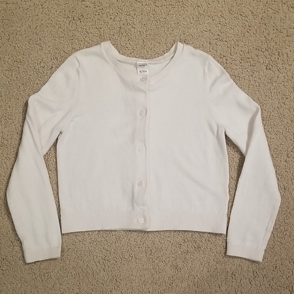Kids White Cardigan Sweater